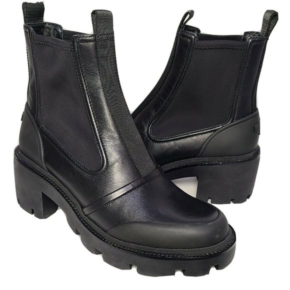 TORY BURCH  BOOTS CHELSEA LUG-SOLE Platform Ankle Black Leather US 10 $428 new - Picture 1 of 10